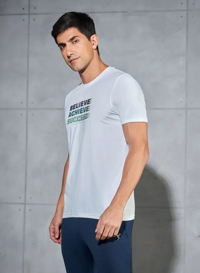 Technosport Slogan Print 4-Way Stretch Slim Fit T-Shirt